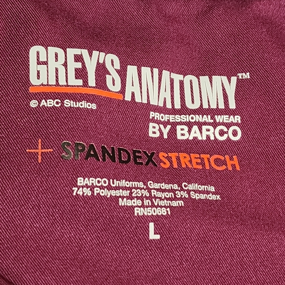 2 Grey's Anatomy Scrub Tops Women's Large Spandex Stretch Nurse Nursing - Picture 6 of 7